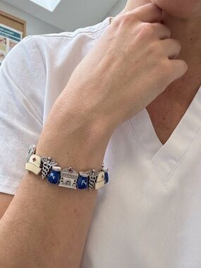 Women's Nurse-Themed Charm Bracelet - Blue and White